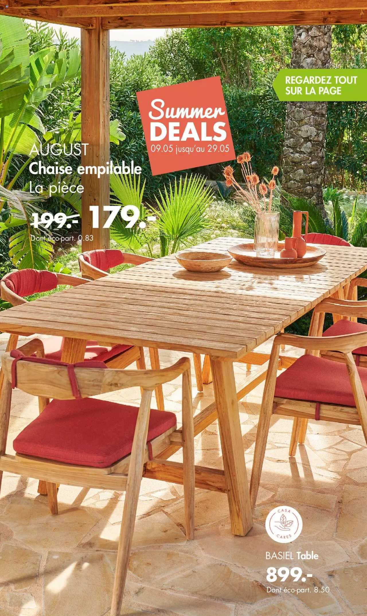 august chaise empilable la pièce summer deals