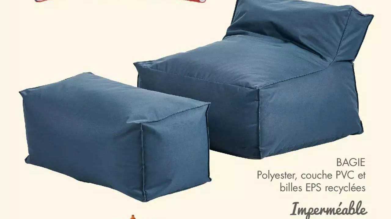 bagie polyester couche pvc et billes eps recyclées imperméable