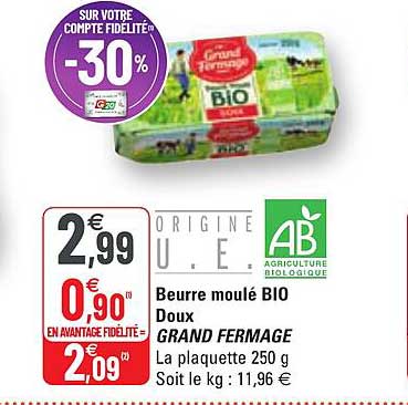 beurre moulé bio doux grand fermage