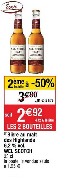 bière au malt des highlands 6.2% vol. wel scotch 2ème bouteille à -50%