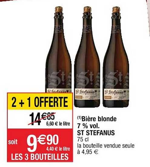 bière blonde 7% vol. st stefanus 2+1 offerte
