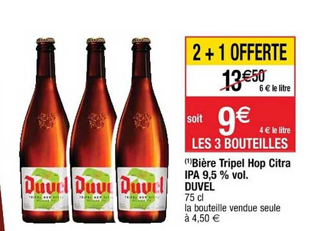 bière tripel hop citra ipa 9.5% vol. duvel 2+1 offerte