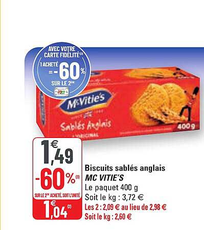 biscuits sablés anglais mc vitie's