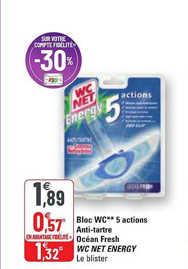 bloc wc 5 actions anti-tartre océan fresh wc net energy