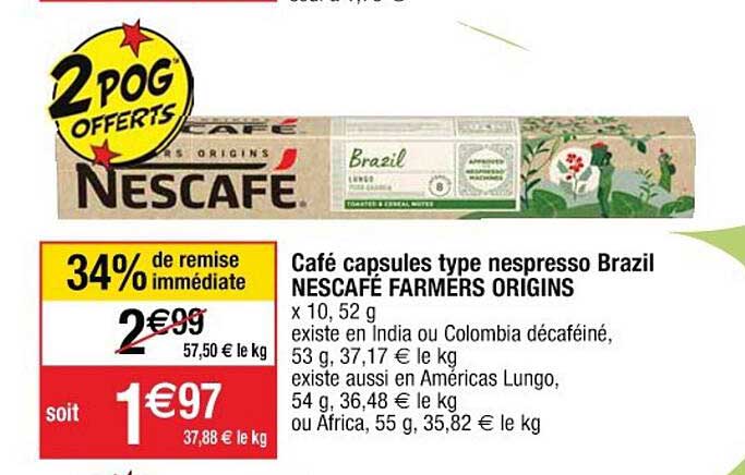 café capsules type nespresso brazil nescafé farmers origins