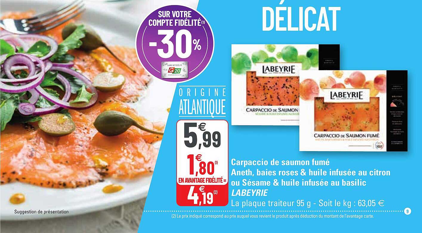 Carpaccio De Saumon Fumé Aneth, Baies Roses & Huile Infusée Au Citron Ou Sésame & Huile Infusée Au Basilic Labeyrie