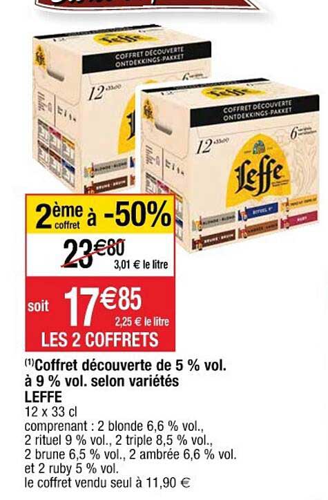 coffret découverte de 5% vol. à 9% vol. selon variétés leffe
