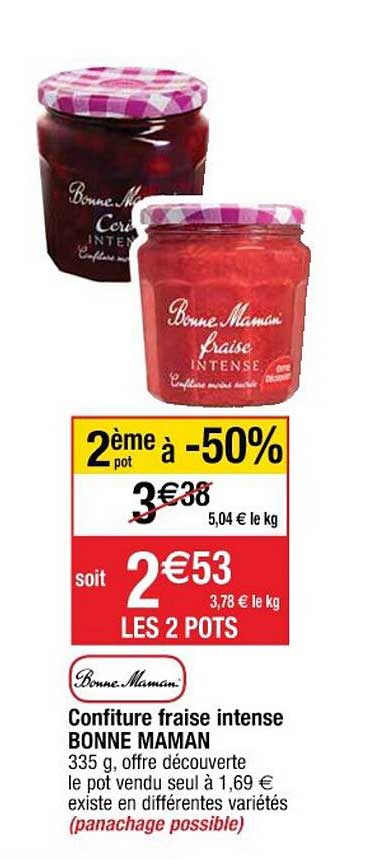 confiture fraise intense bonne maman 2ème pot à -50%