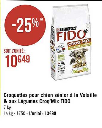 coquettes pour chien sénior à la volaille & aux légumes croq'mix fido