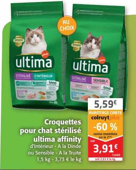 croquettes pour chat stérilisé ultima affinity