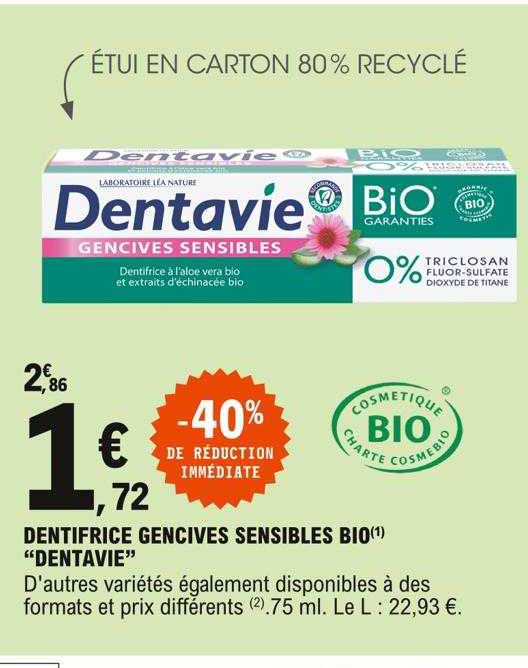 dentifrice gencives sensibles bio "dentavie"