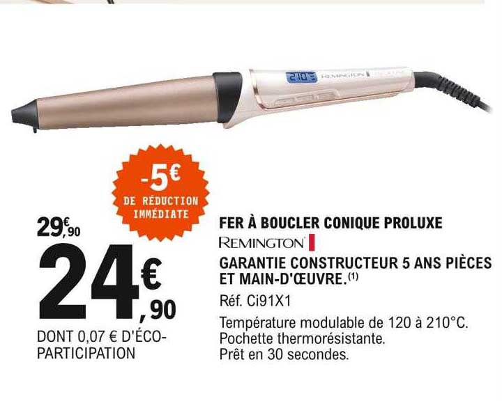 fer à boucler conique proluxe remington