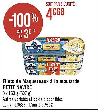 Filets De Maqueraux à La Moutarde Petit Navire