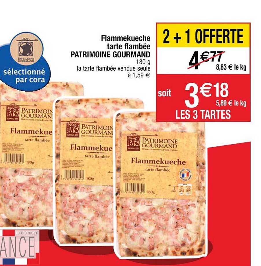 flammekueche tarte flambée patrimoine gourmand 2+1 offerte