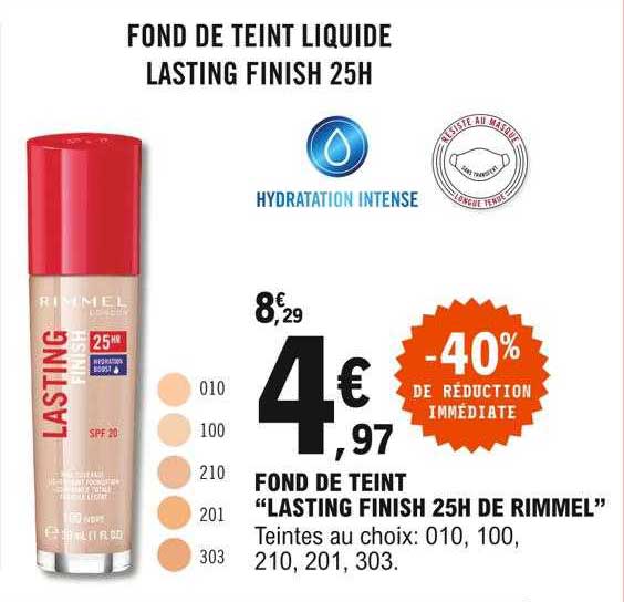 fond de teint "lasting finish 25h de rimmel"