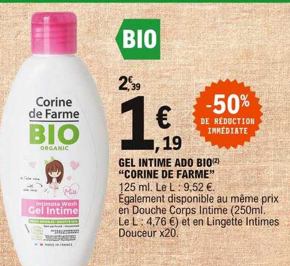 gel intime ado bio "corine de farme"