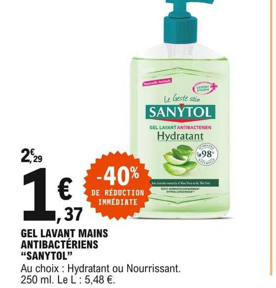 gel lavant mains antibactériens "sanytol"