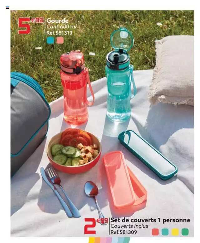 gourde, set de couverts 1 personne