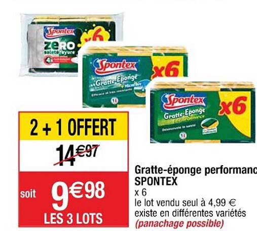 gratte-éponge performance spontex 2+1 offert