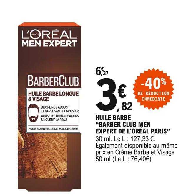 huile barbe "barber club men expert de l'oréal paris"