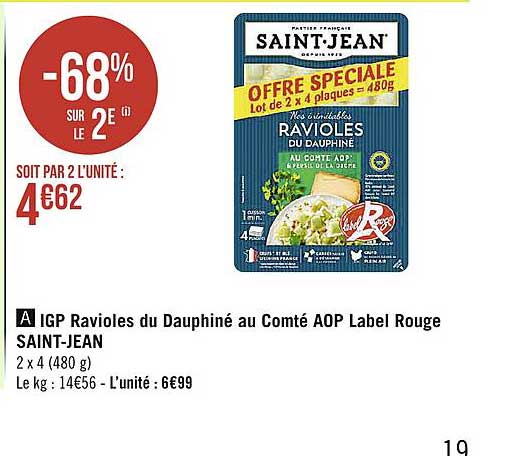 Igp Ravioles Du Dauphiné Au Comté Aop Label Rouge Saint-jean