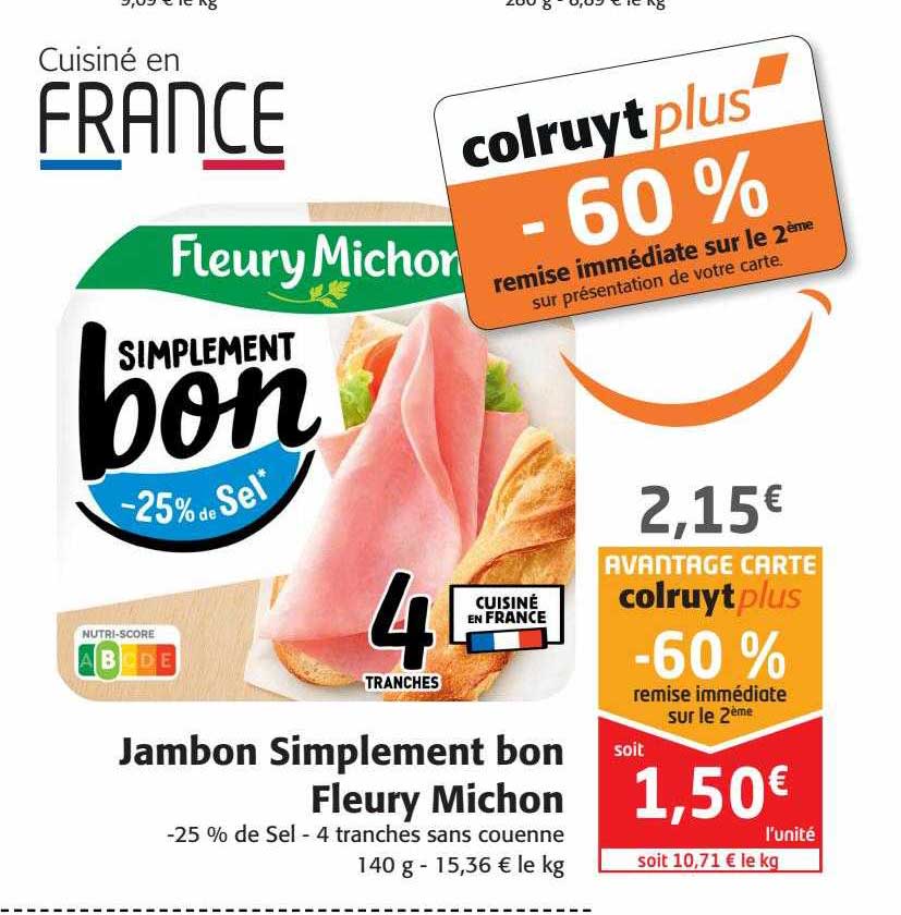 Jambon Simplement Bon Fleury Michon