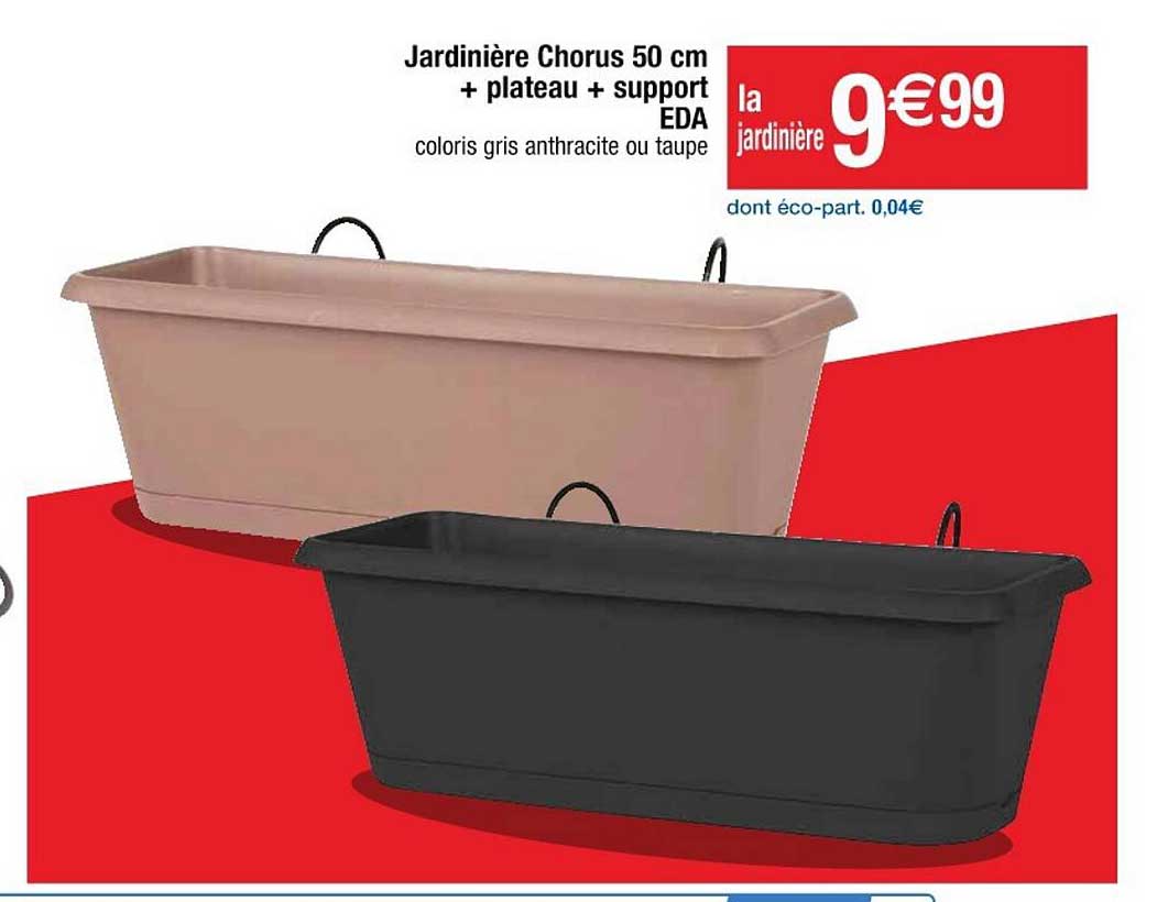 jardinière chorus 50 cm + plateau + support eda