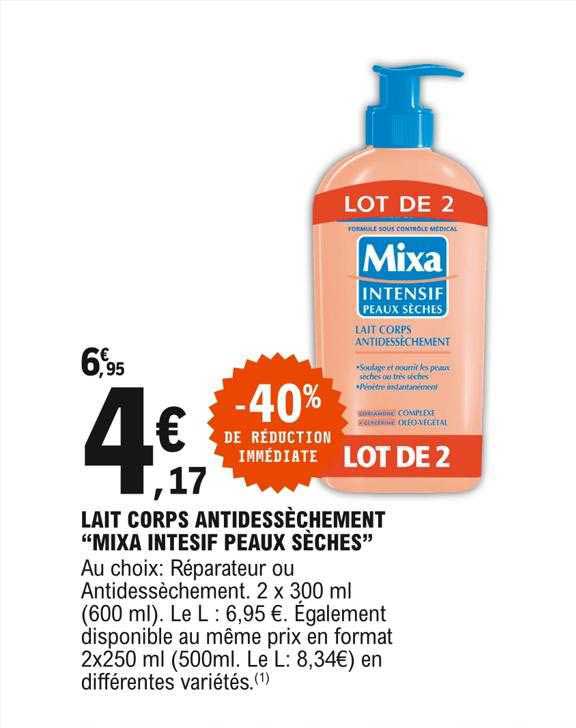 Lait Corps Antidessèchement "mixa Intensif Peaux Sèches"