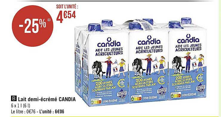 lait demi-écrémé candia