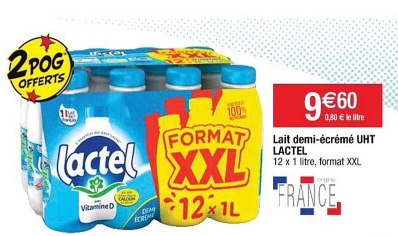 lait demi-écrémé uht lactel