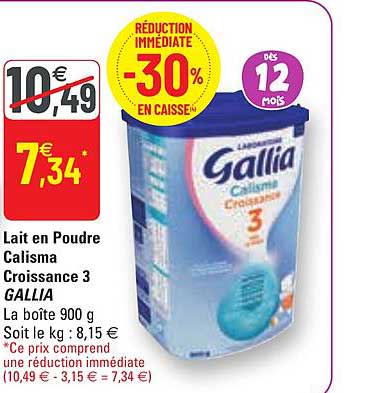 Lait En Poudre Calisma Croissance 3 Gallia