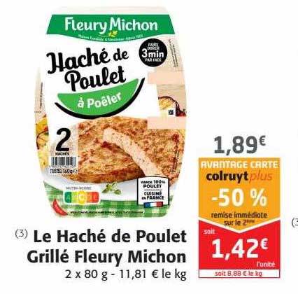 Le Haché De Poulet Grillé Fleury Michon