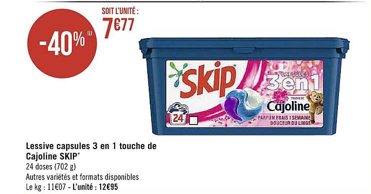 Lessive Capsules 3 En 1 Touche De Cajoline Skip