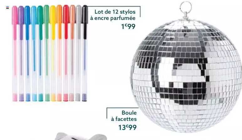 lot de 12 stylos à encre parfumée, boule à facettes