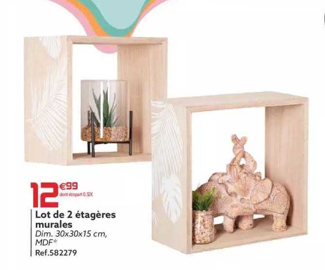 lot de 2 étagères murales