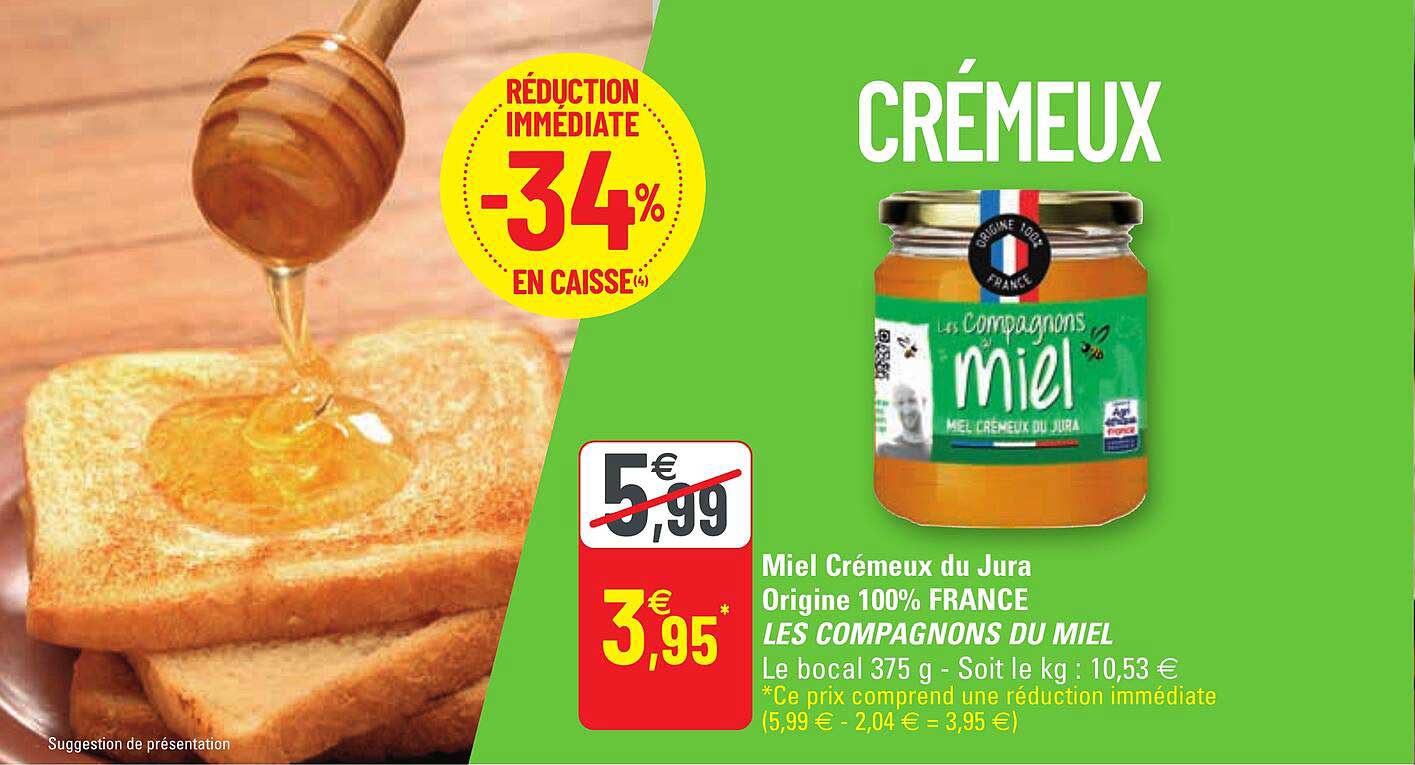 miel crémeux du jura origine 100% france les compagnons du miel