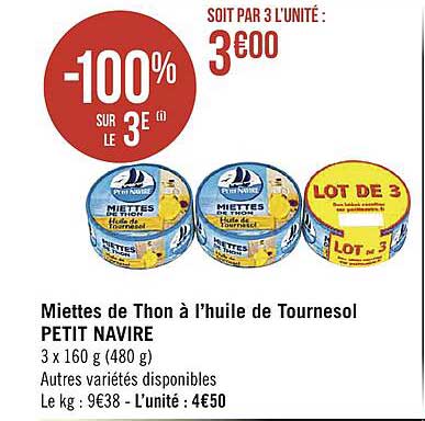 Miettes De Thon à L'huile De Tournesol Petit Navire