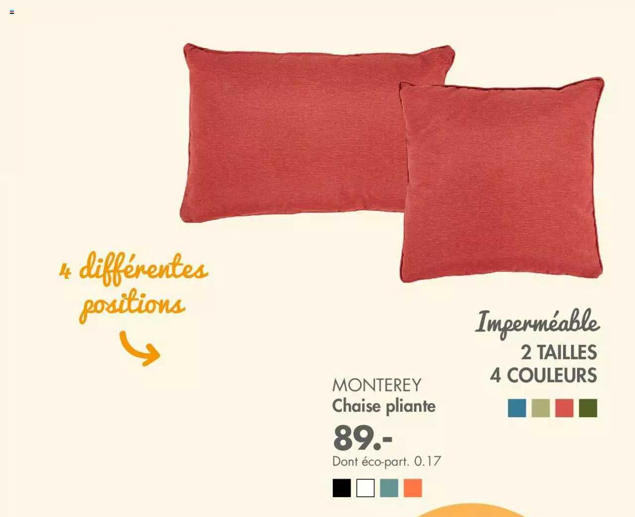 monterey chaise pliante imperméable