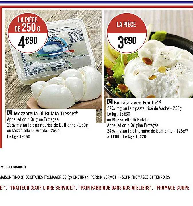 Mozzarella Di Bufala Tresse, Burrata Avec Feuille Ou Mozzarella Di Bufala