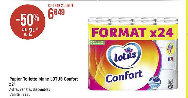 Papier Toilette Blanc Lotus Confort