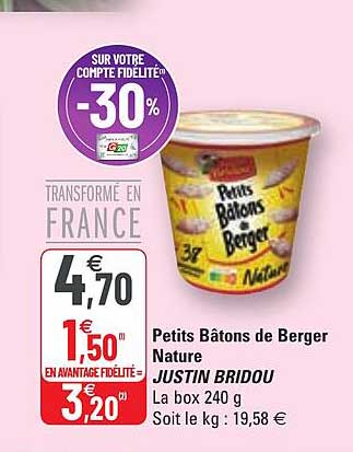 petits bâtons de berger nature justin bridou