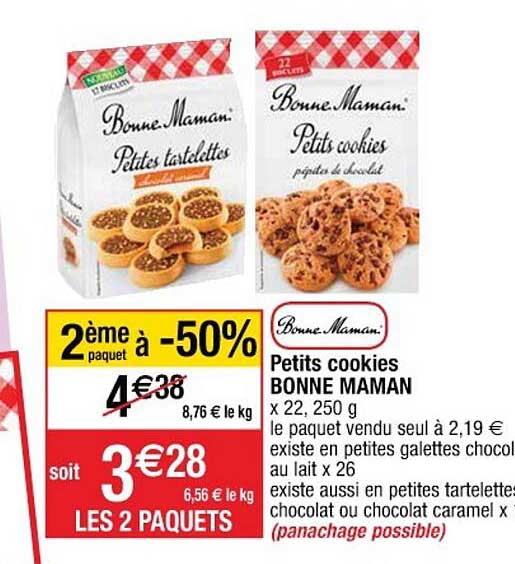 Petits Cookies Bonne Maman 2ème Paquet à -50%
