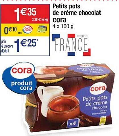 petits pots de crème chocolat cora