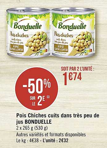 pois chiches cuits dans très peu de jus bonduelle