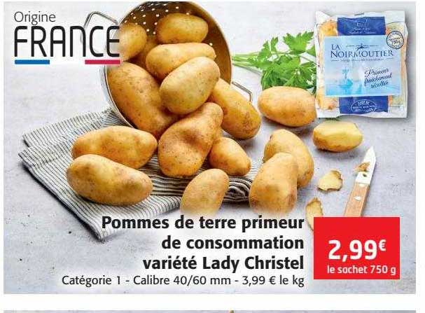 pommes de terre primeur de consommation variété lady christel