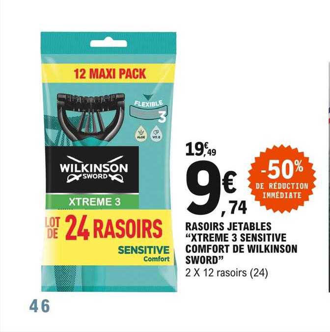 rasoirs jetables "xtreme 3 sensitive comfort de wilkinson sword"