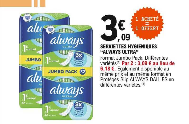 serviettes hygiéniques "always ultra"