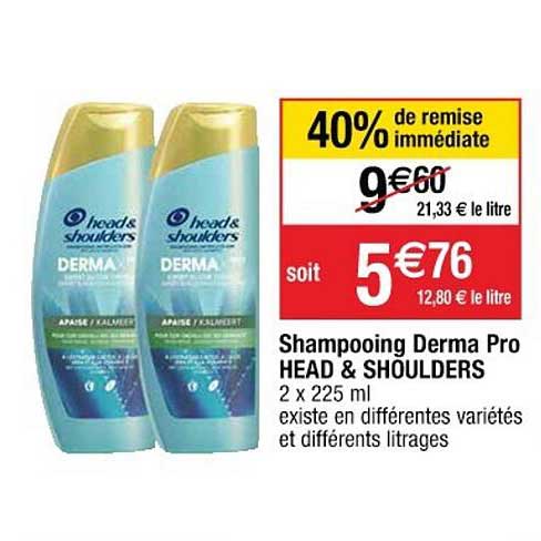 shampooing derma pro head & shoulders 40% de remise immédiate