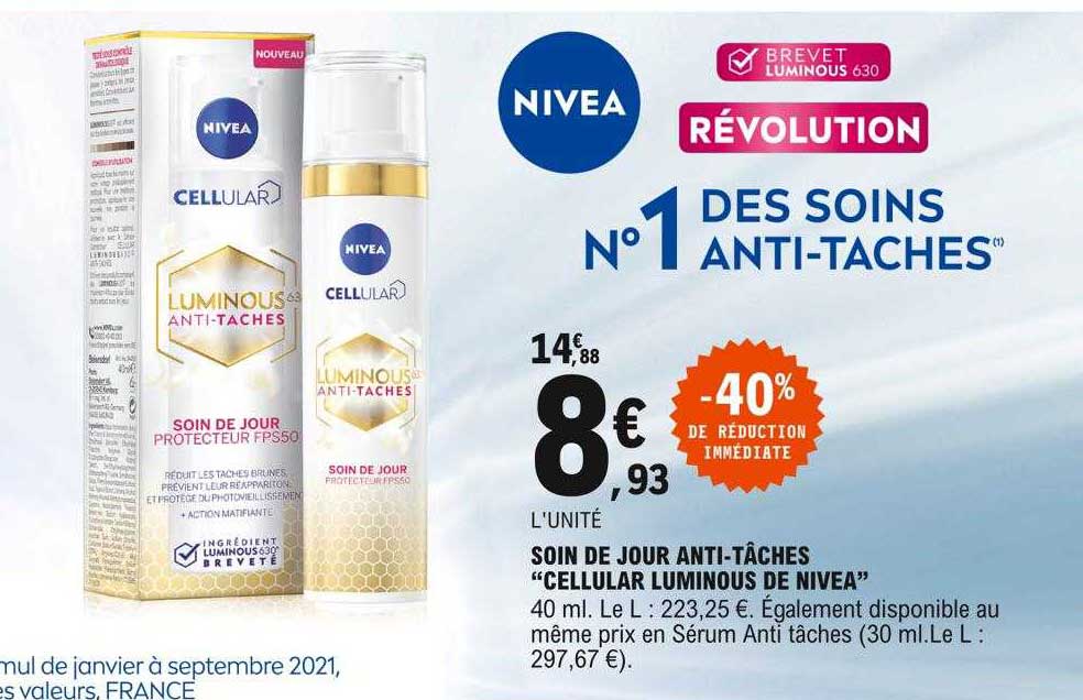 soin de jour anti-tâches "cellular luminous de nivea"