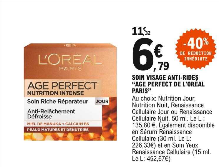 soin visage anti-rides "age perfect de l'oréal paris"
